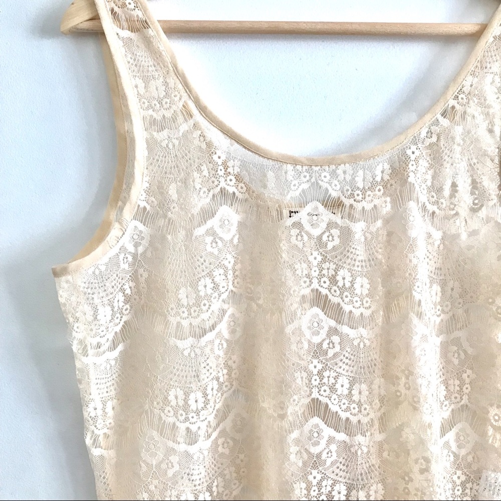 Cotton Candy Cream White Lace Tank Top